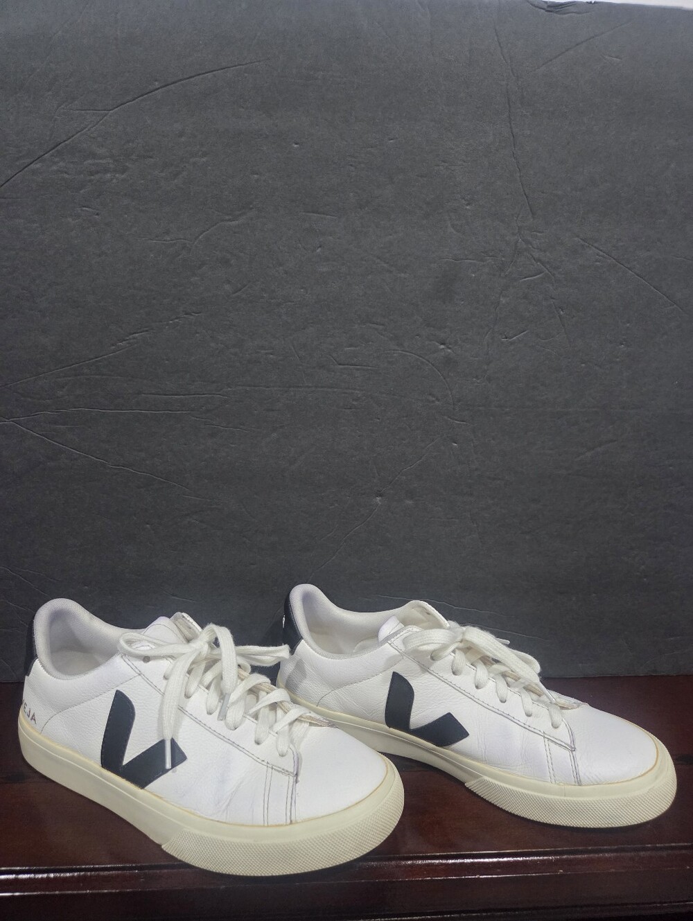 Veja White Sneakers with Black V Logo Sz.39/8US